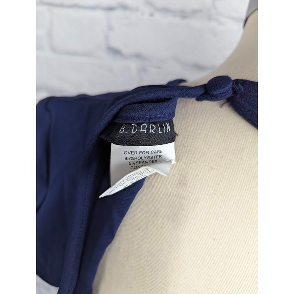 B Darlin Juniors Lace-Trim Fit & Flare Dress Navy Blue Size 13/14 Floral Cut Out - Picture 4 of 4